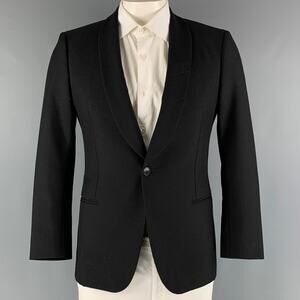 SIMON SPURR Size 42 Black Wool Mohair Shawl Collar Sport Coat